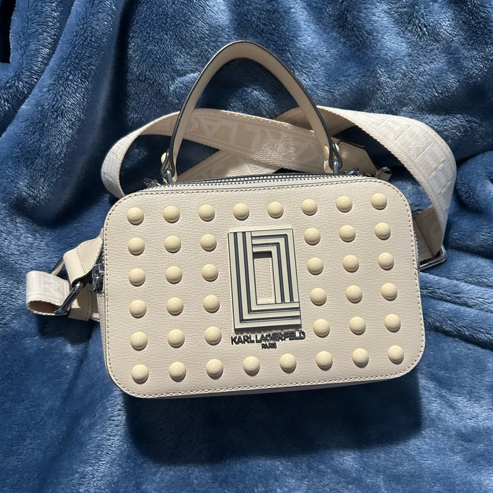 Karl Lagerfeld Beige Studded Crossbody Bag